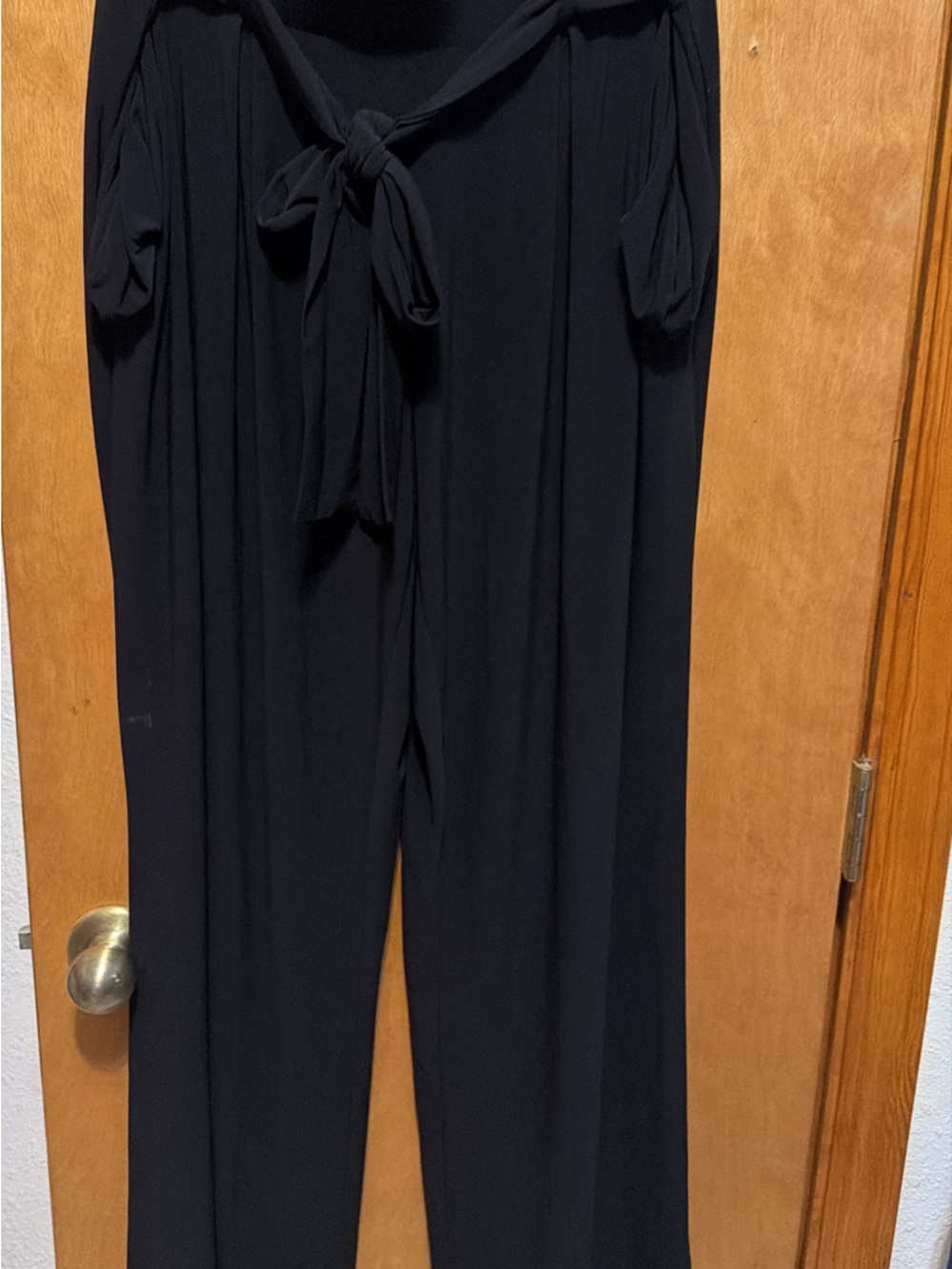 Black Wide-Leg Jumpsuit with Waist Tie